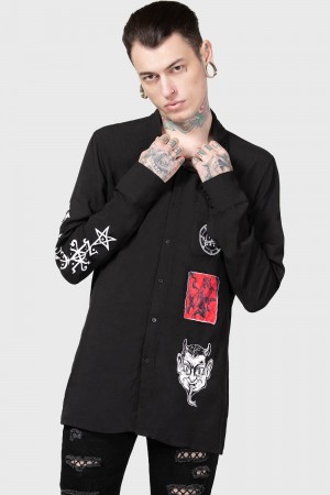 Killstar Barabtos Shirt Oberteile Herren Schwarz | PYU743590
