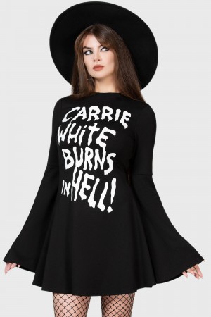 Killstar Carrie Skater Kleider Kleid Damen Schwarz Rot | IXW960714