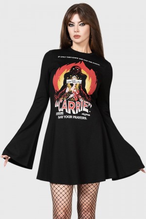 Killstar Creepy Carrie Skater Kleider Kleid Damen Schwarz | OKH971643