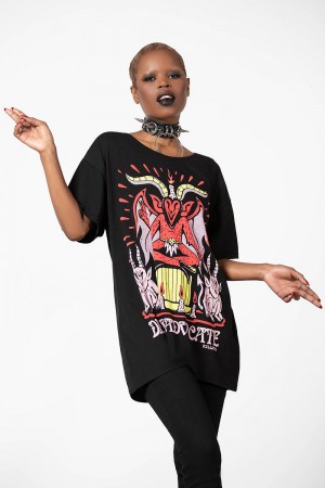 Killstar Devil Incarnate Relaxed Top Oberteile Damen Schwarz | SAE026873