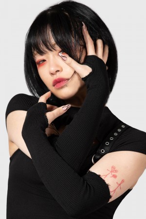 Killstar Elvyne Gloves Wearable Unisex Schwarz | ZLW649370