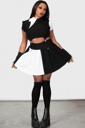 Killstar Hels Harlequin Mini Skirt Unterteile Damen Schwarz | NOW625781