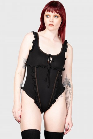 Killstar Moon's Madness Bodysuit Oberteile Damen Schwarz | GBW503284