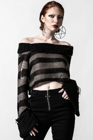 Killstar Visage Knit Pullover Oberteile Damen Grau | QRU913706