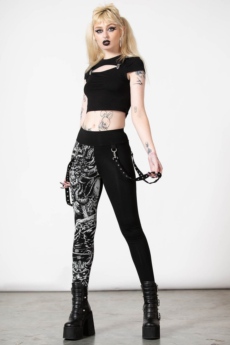 Killstar Amnesia Leggings Unterteile Damen Schwarz | TCB432890
