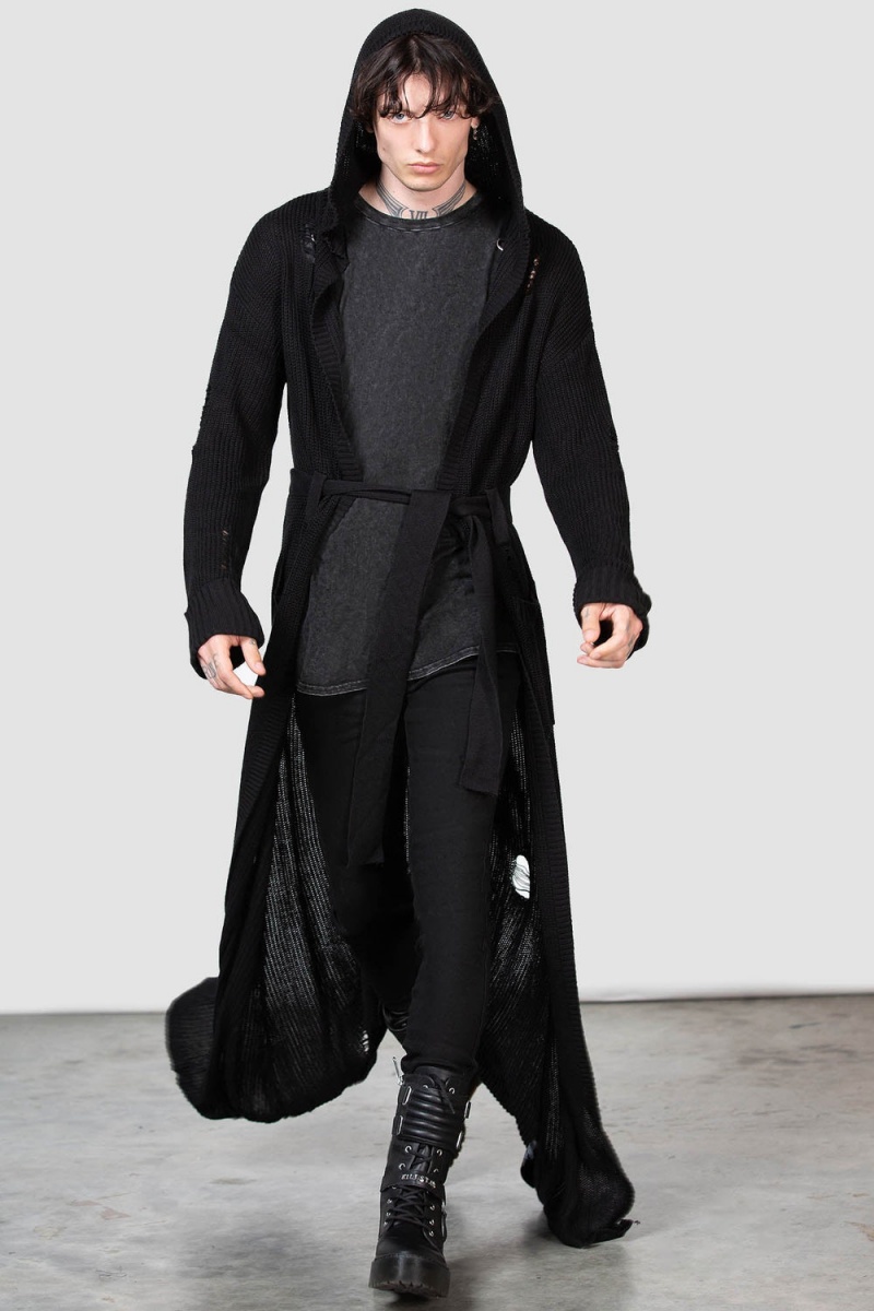 Killstar Apparitions Long Cardigan Oberbekleidung Damen Schwarz | EQZ156432