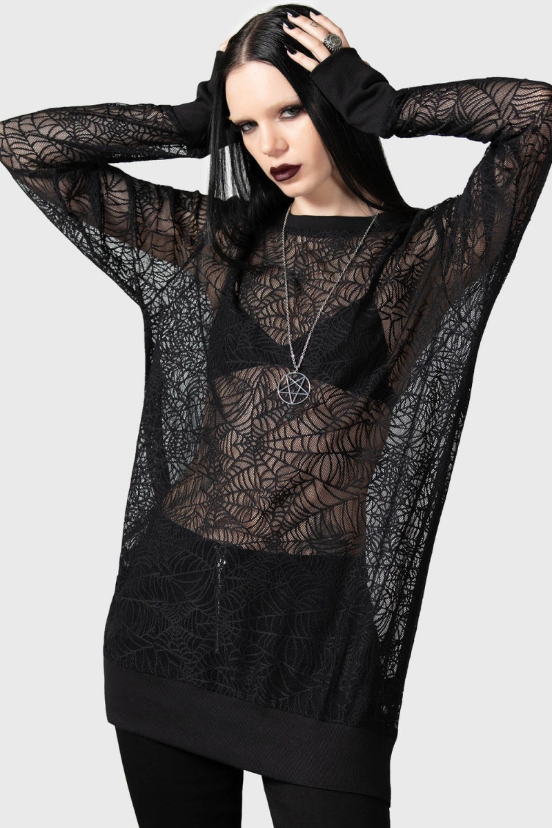 Killstar Arack Top Oberteile Damen Schwarz | SEY827015