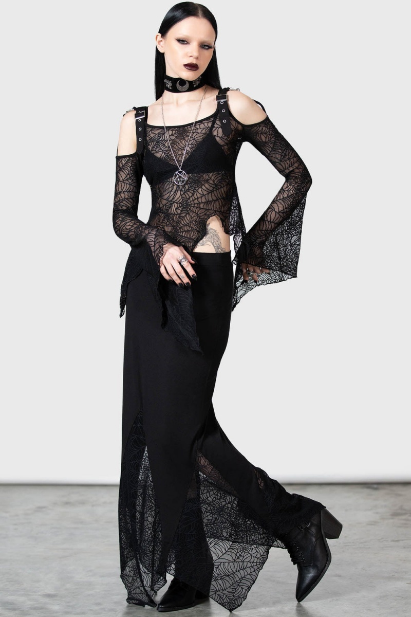 Killstar Aramina Skirt Unterteile Damen Schwarz | EUR381240