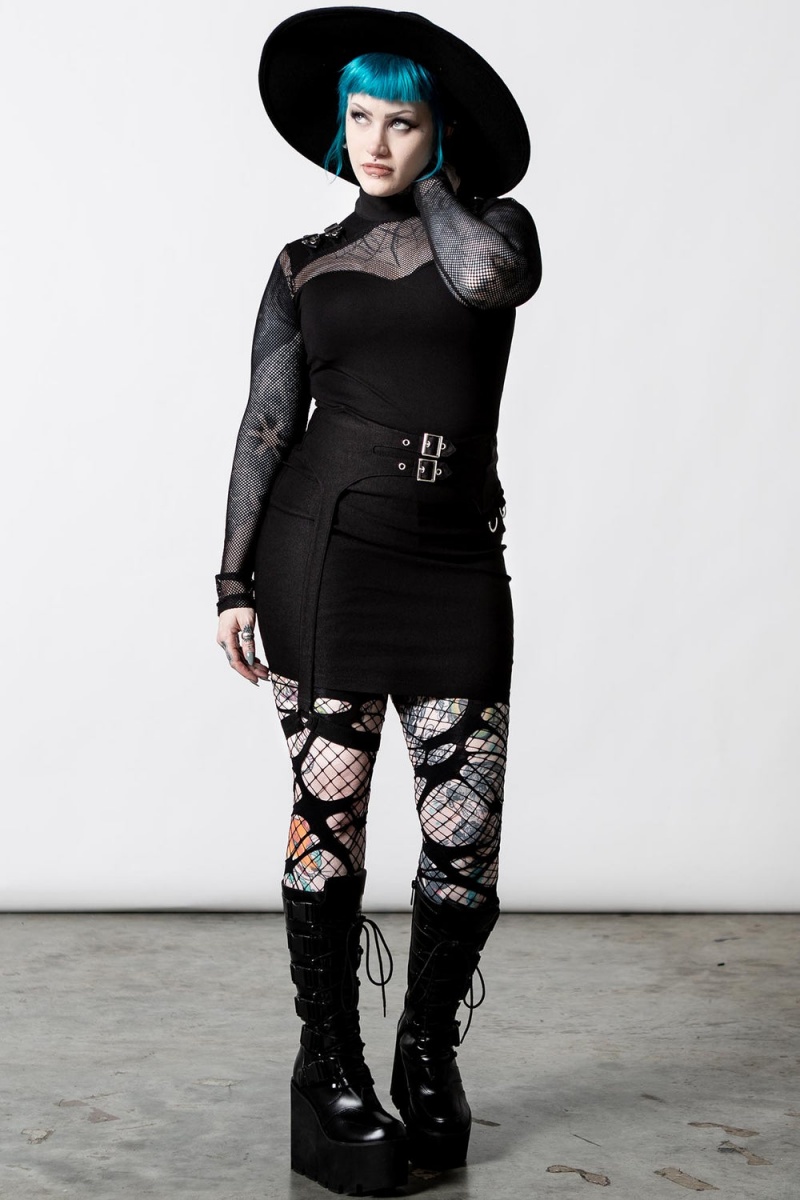 Killstar Arch Enemies Fishnet Top Oberteile Damen Schwarz | EBF248513