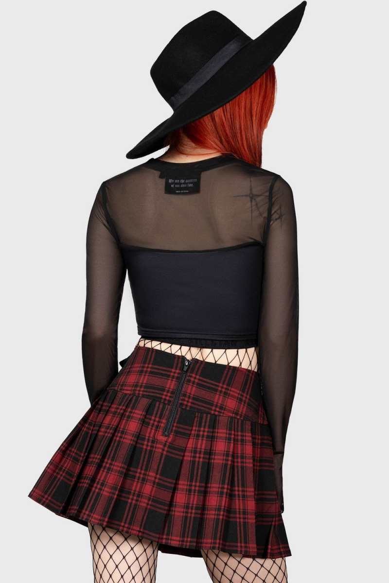Killstar Bat Girl Skirt [TARTAN] Unterteile Damen Rot | QDF201963