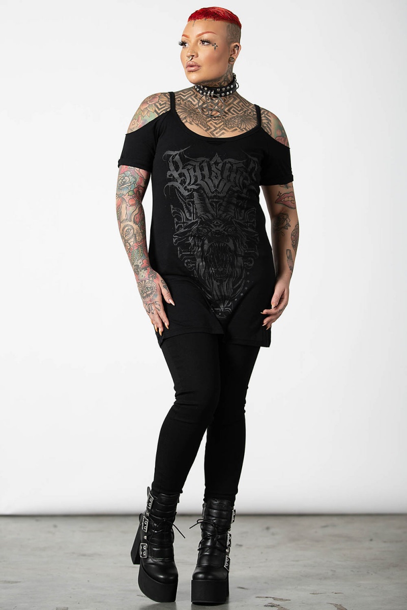 Killstar Bellow Distress Top Oberteile Damen Schwarz | PWT894750