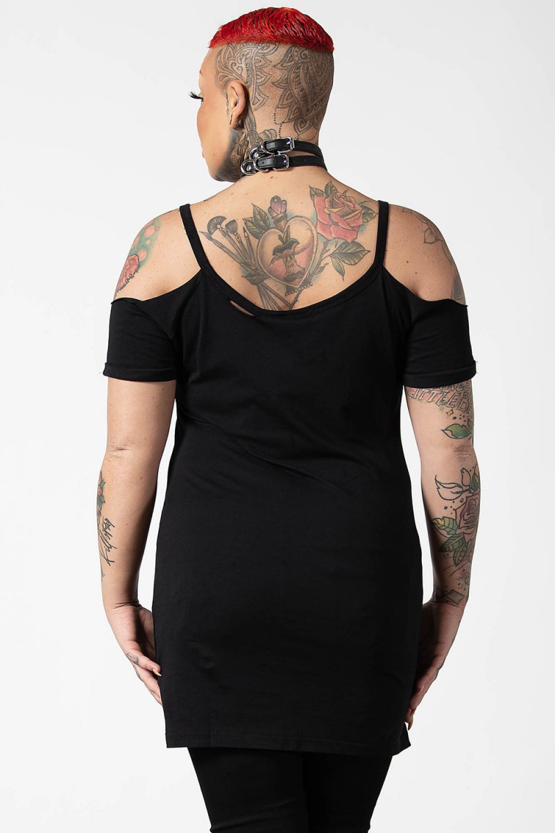 Killstar Bellow Distress Top Oberteile Damen Schwarz | PWT894750