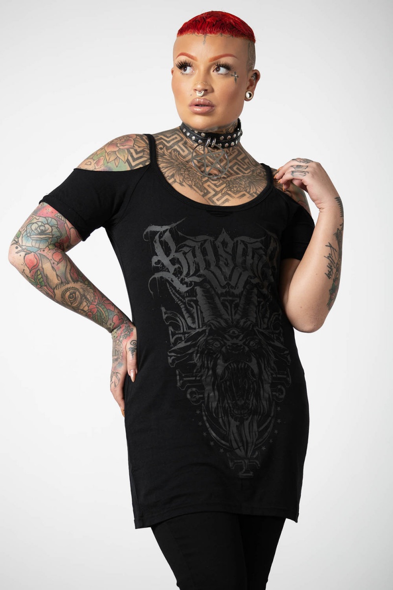 Killstar Bellow Distress Top Oberteile Damen Schwarz | PWT894750
