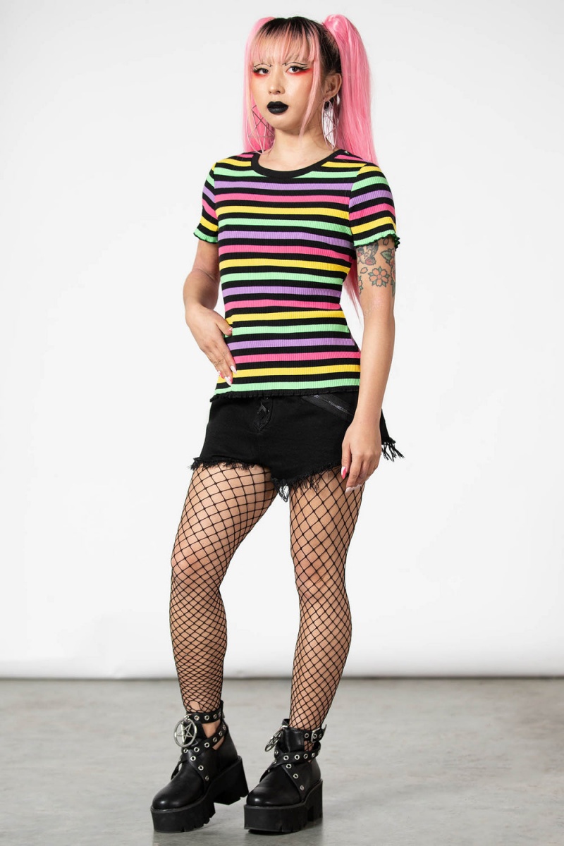 Killstar Blair Rainbow Top Oberteile Damen Rainbow | YCB734256