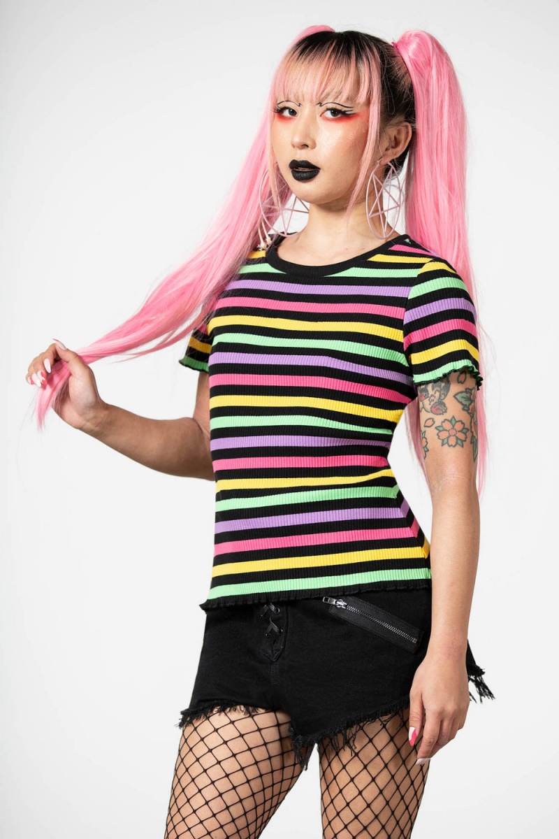 Killstar Blair Rainbow Top Oberteile Damen Rainbow | YCB734256