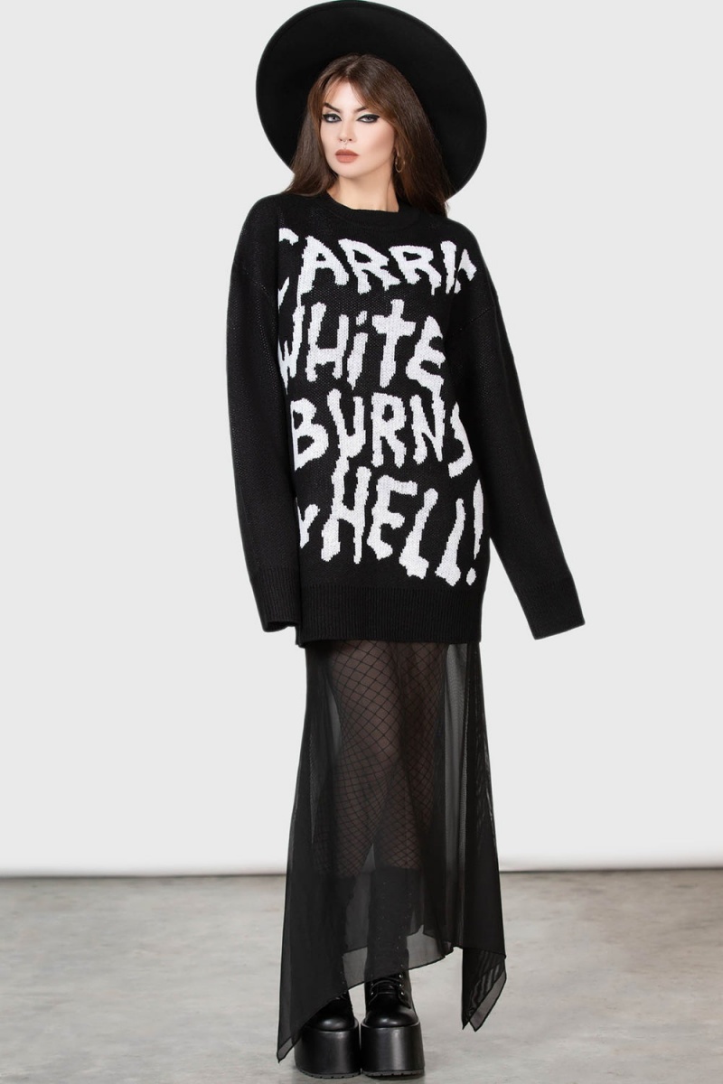 Killstar Carrie Pullover Oberteile Damen Schwarz Weiß | GWT912806