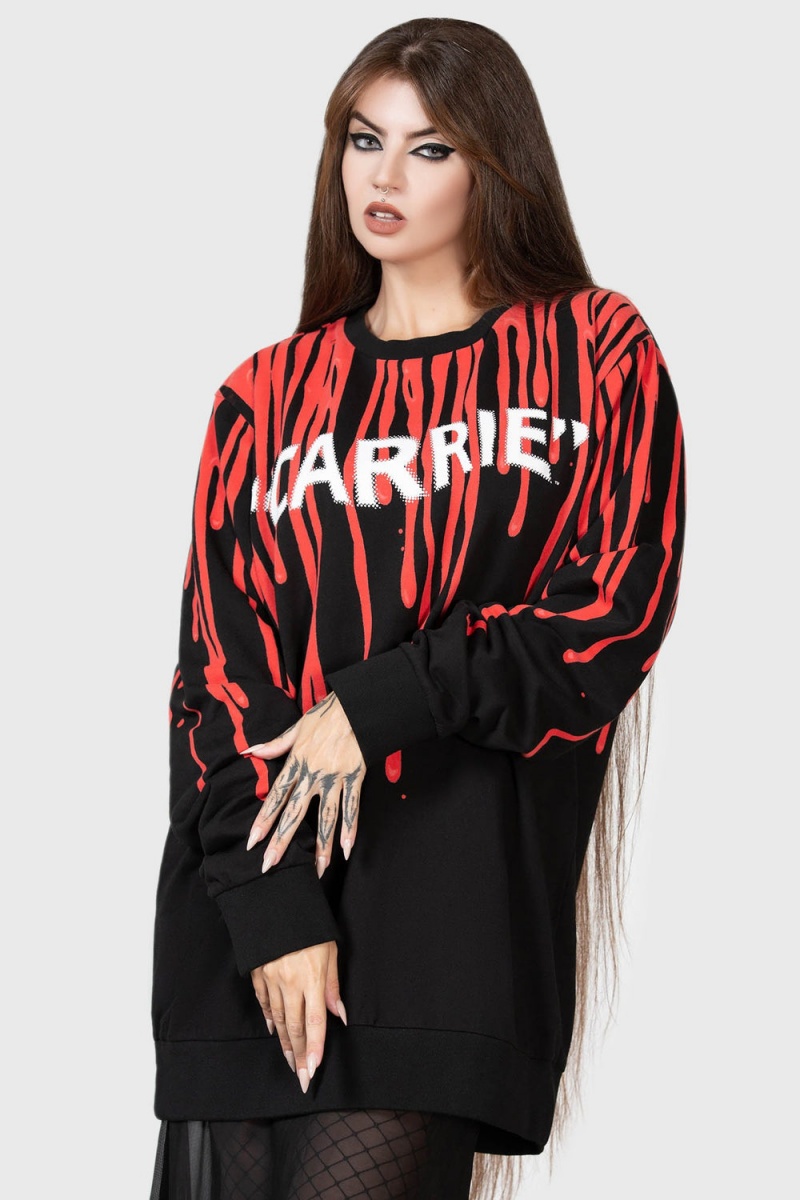 Killstar Carrie Sweatshirt Oberteile Herren Schwarz Rot | XNO684709