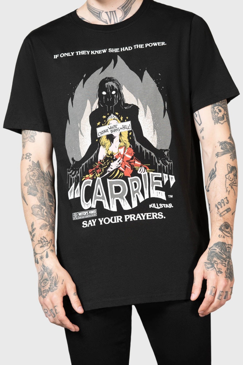Killstar Carrie White T-Shirt Oberteile Damen Schwarz | VLQ239870