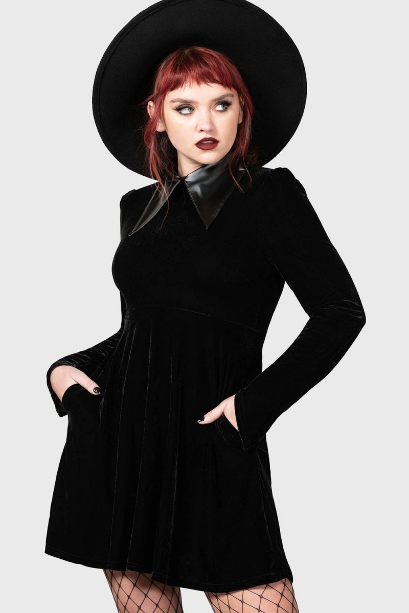 Killstar Cathedral II Skater Kleider [B] Kleid Damen Schwarz | LJP415236