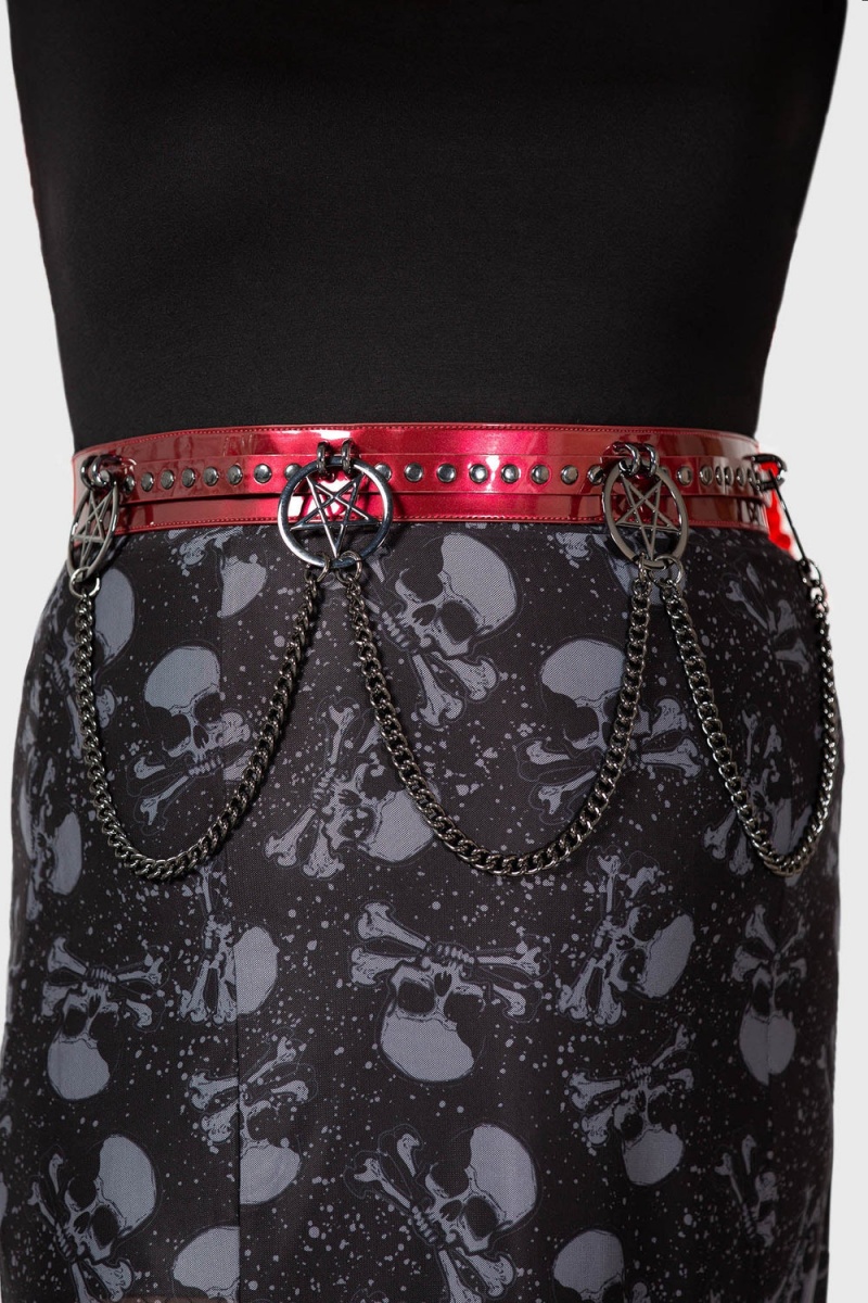 Killstar Curses Belt [PLUS] Wearable Unisex Rot | XMI569318