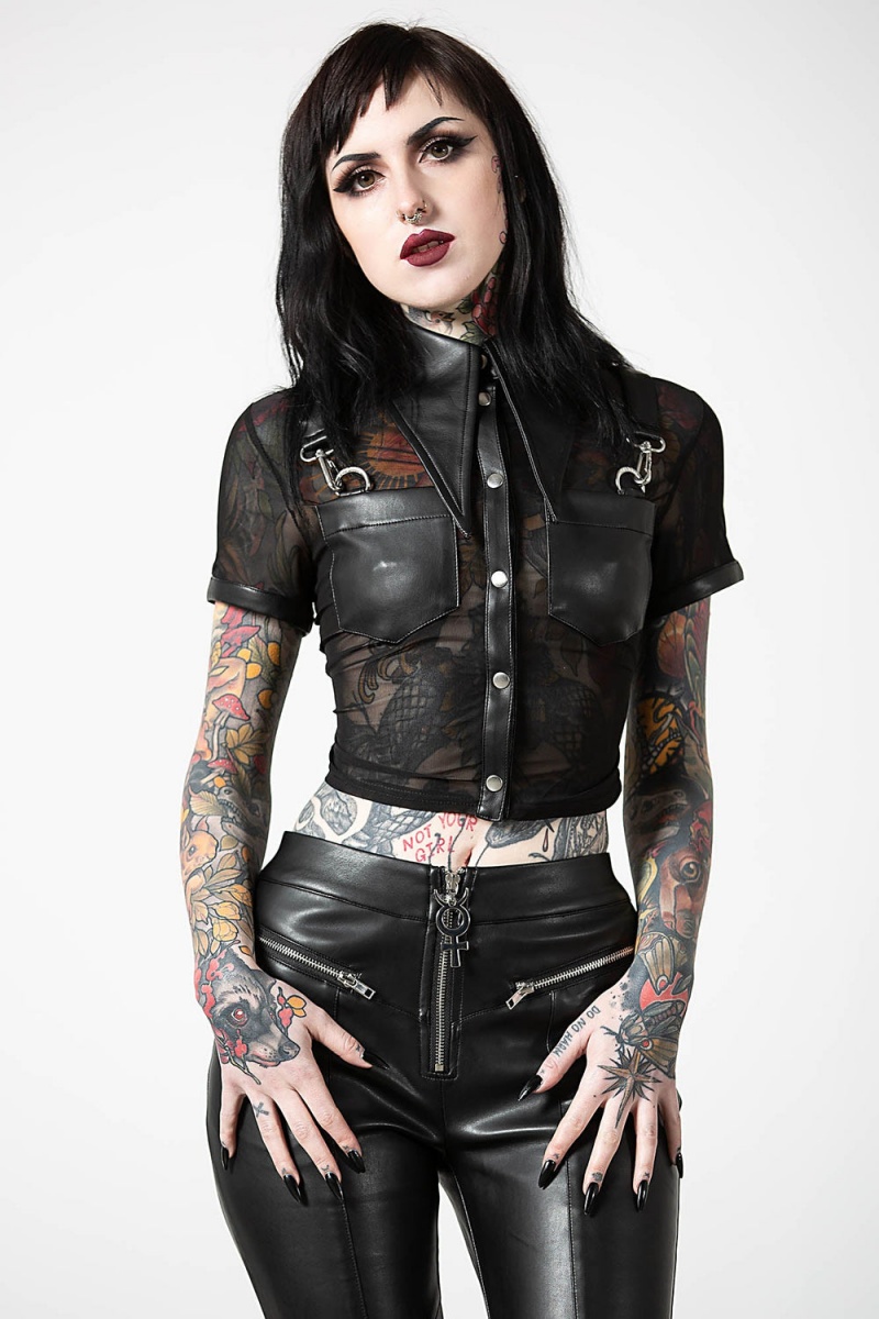 Killstar Dark Halo Crop Shirt Oberteile Damen Schwarz | CRS538146
