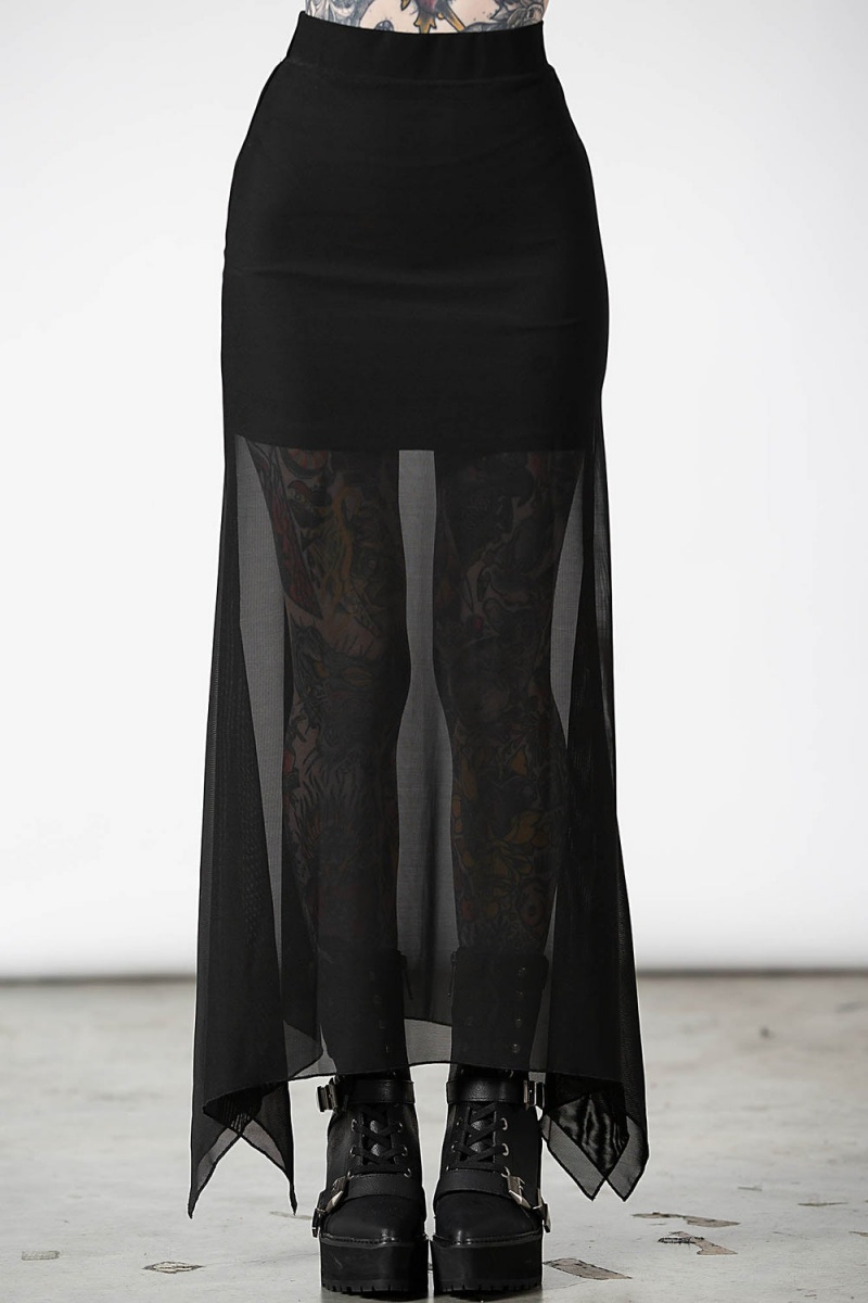 Killstar Death Star Maxi Skirt Unterteile Damen Schwarz | ZKB680531