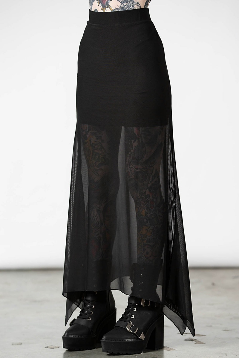 Killstar Death Star Maxi Skirt Unterteile Damen Schwarz | ZKB680531