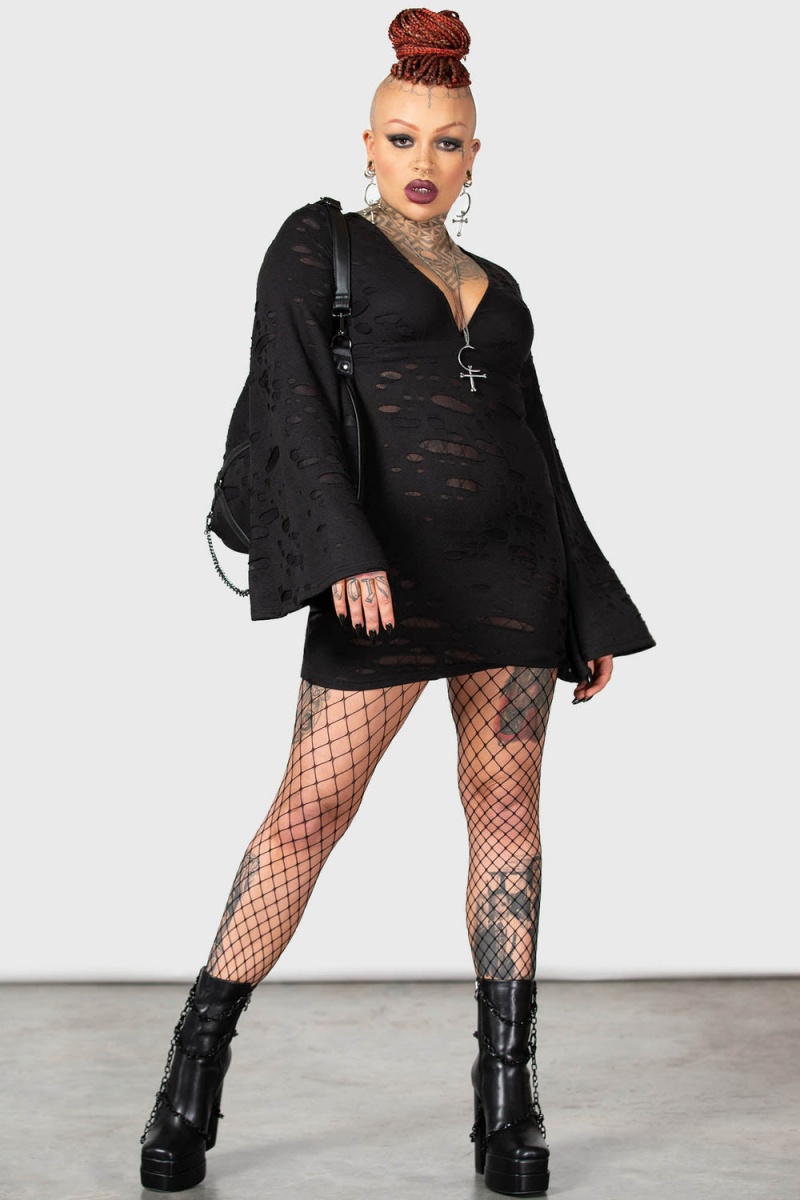 Killstar Decaying Kleider Kleid Damen Schwarz | AVM812640