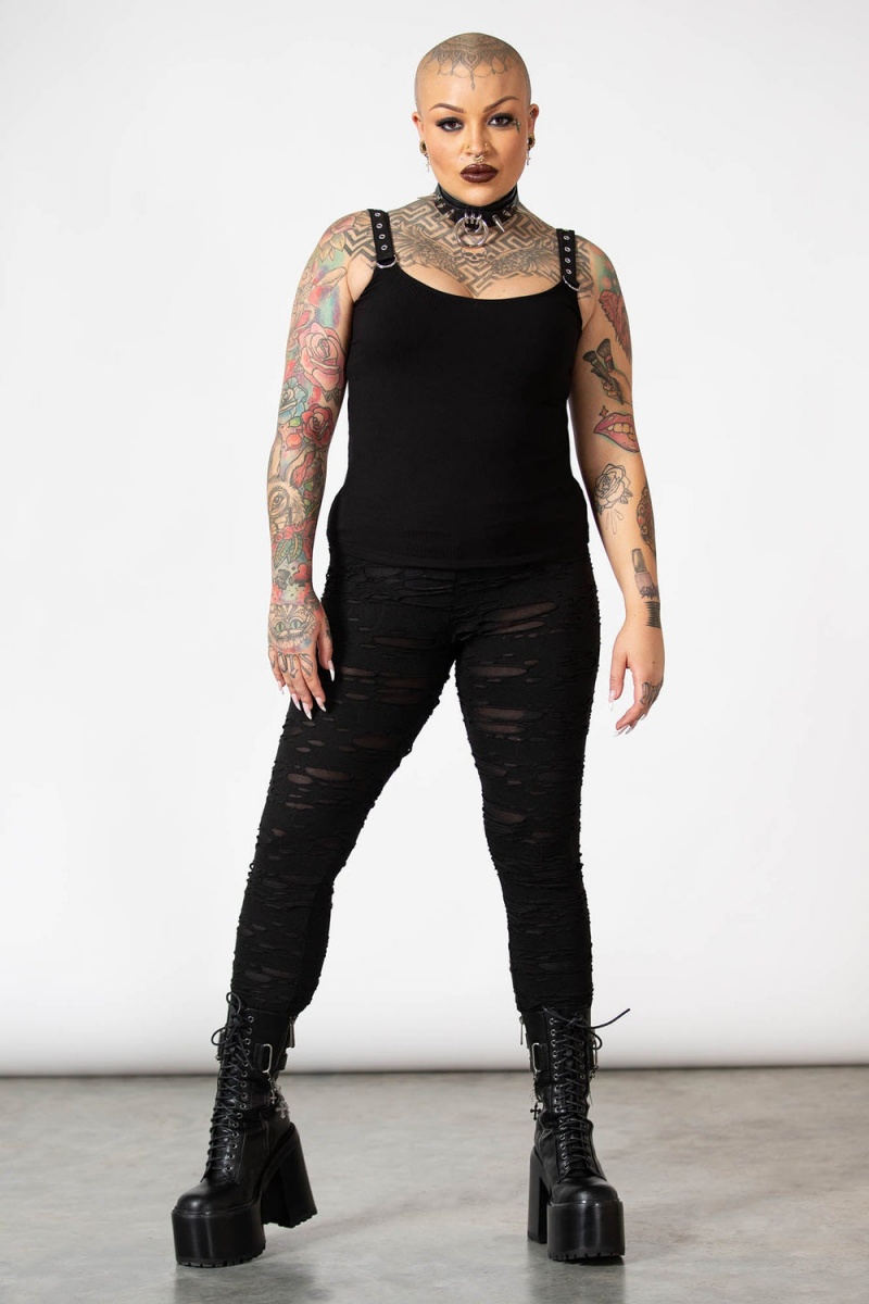 Killstar Deserter Leggings Unterteile Damen Schwarz | TMW731820