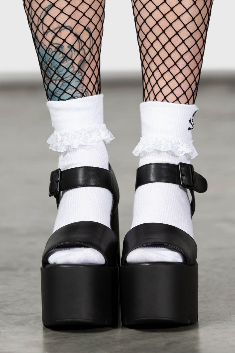 Killstar Deva Sandals Plateauschuhe Unisex Schwarz | WPT478091