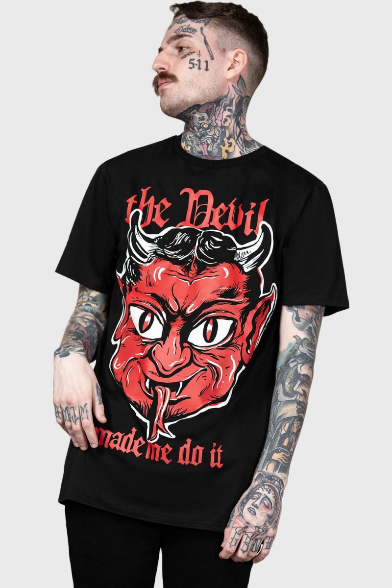 Killstar Devil Night T-Shirt Oberteile Damen Schwarz | JYG508639