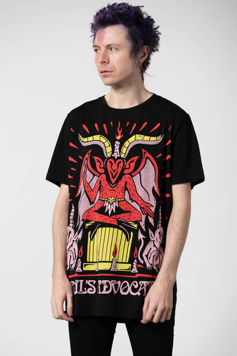Killstar Devils Advocate T-Shirt Oberteile Damen Schwarz | BGT576291