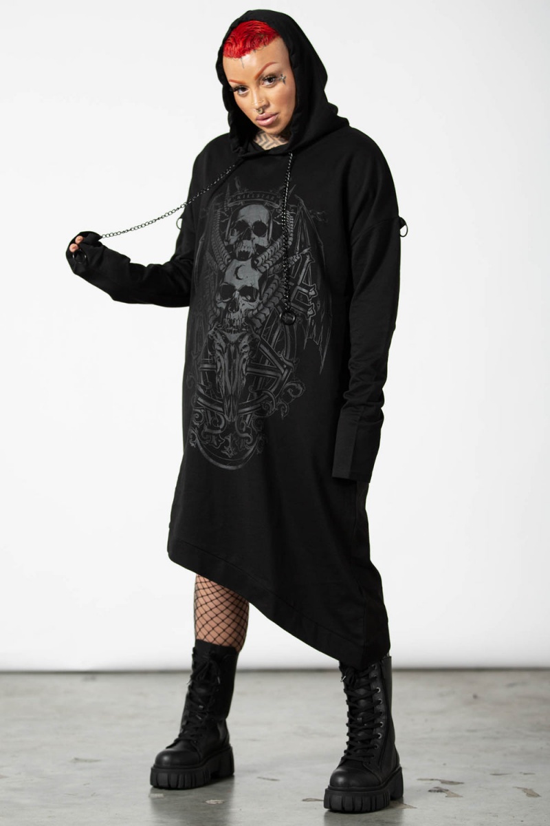 Killstar Dispare Asymmetrical Hoodie Oberbekleidung Herren Schwarz | ZYE439687