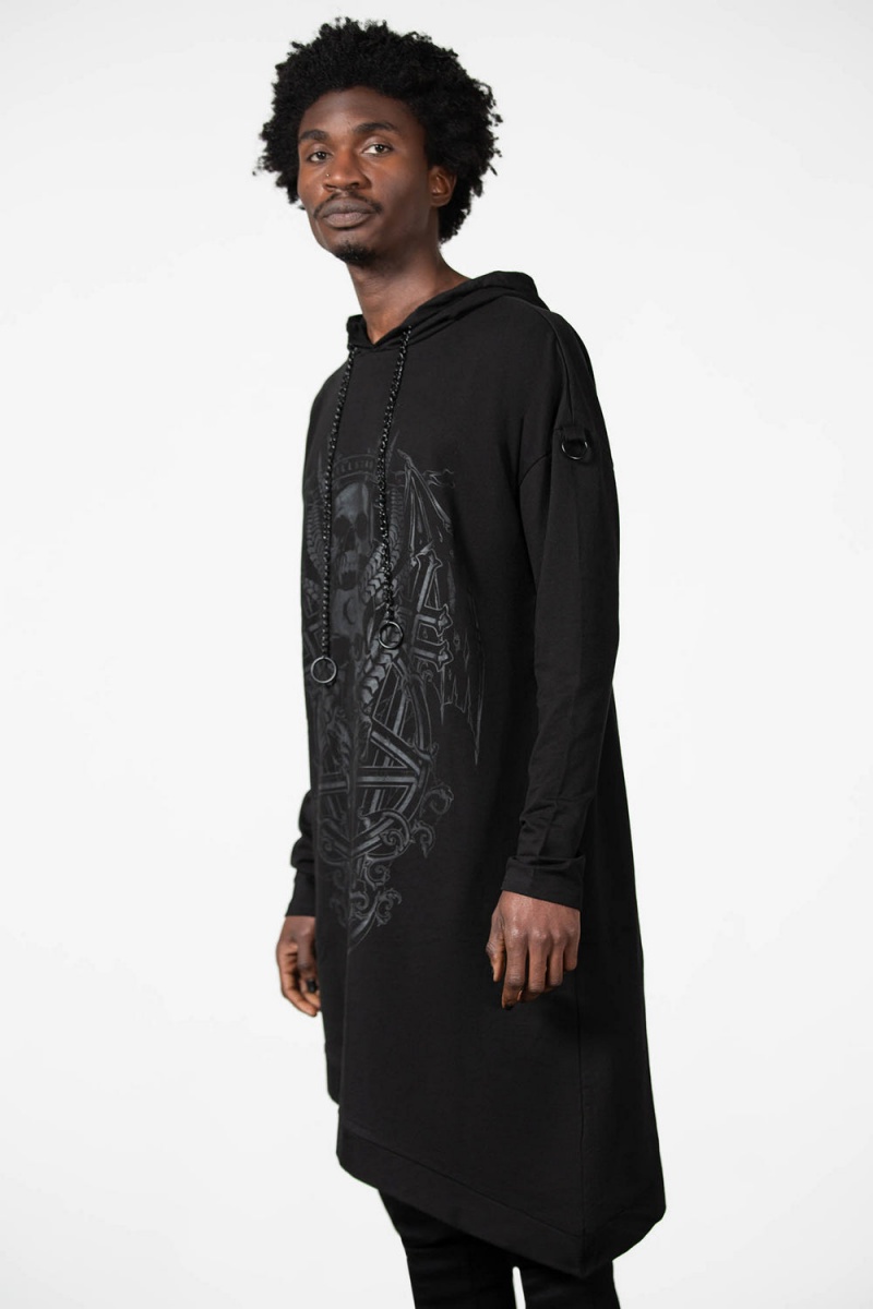 Killstar Dispare Asymmetrical Hoodie Oberbekleidung Damen Schwarz | BVQ207396