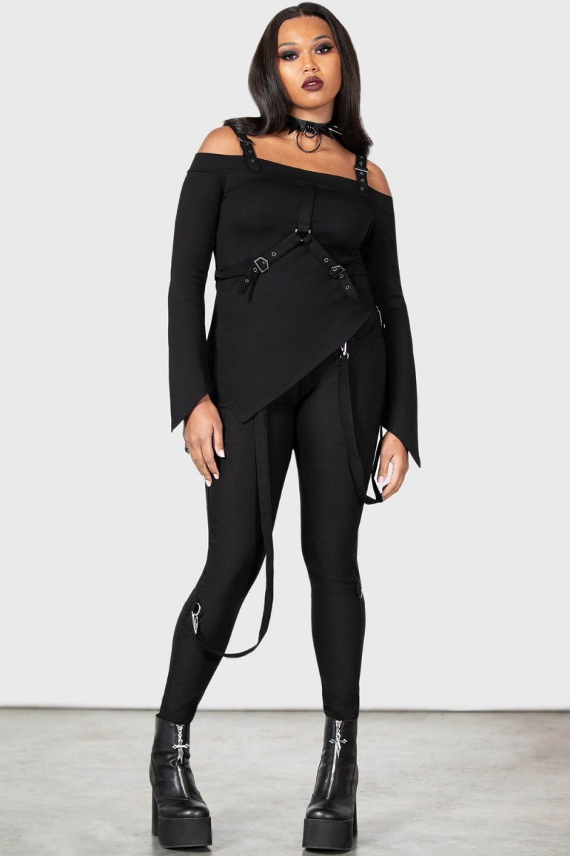 Killstar Drakor Trousers Unterteile Damen Schwarz | SDY435061