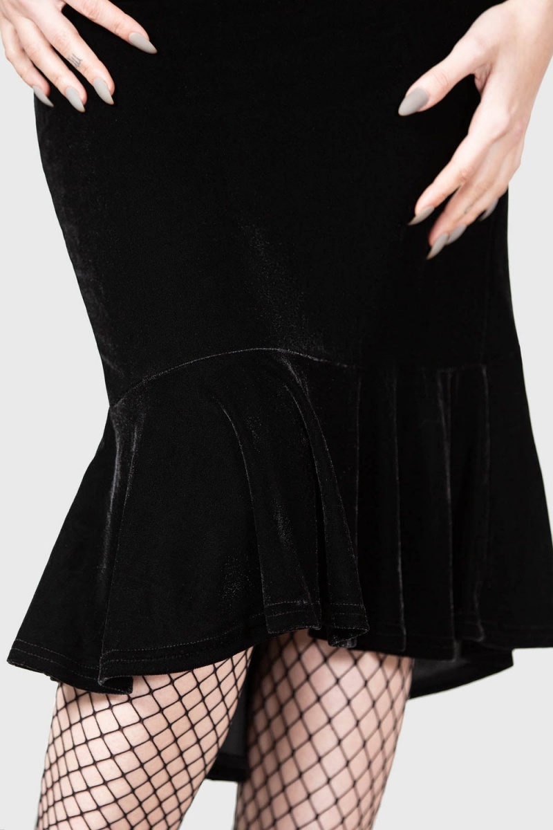 Killstar Drusilla Midi Skirt Unterteile Damen Schwarz | SOM146925