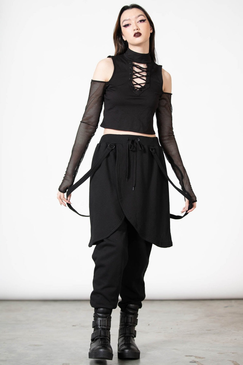 Killstar Electro Core Joggers Unterteile Damen Schwarz | TWE179082