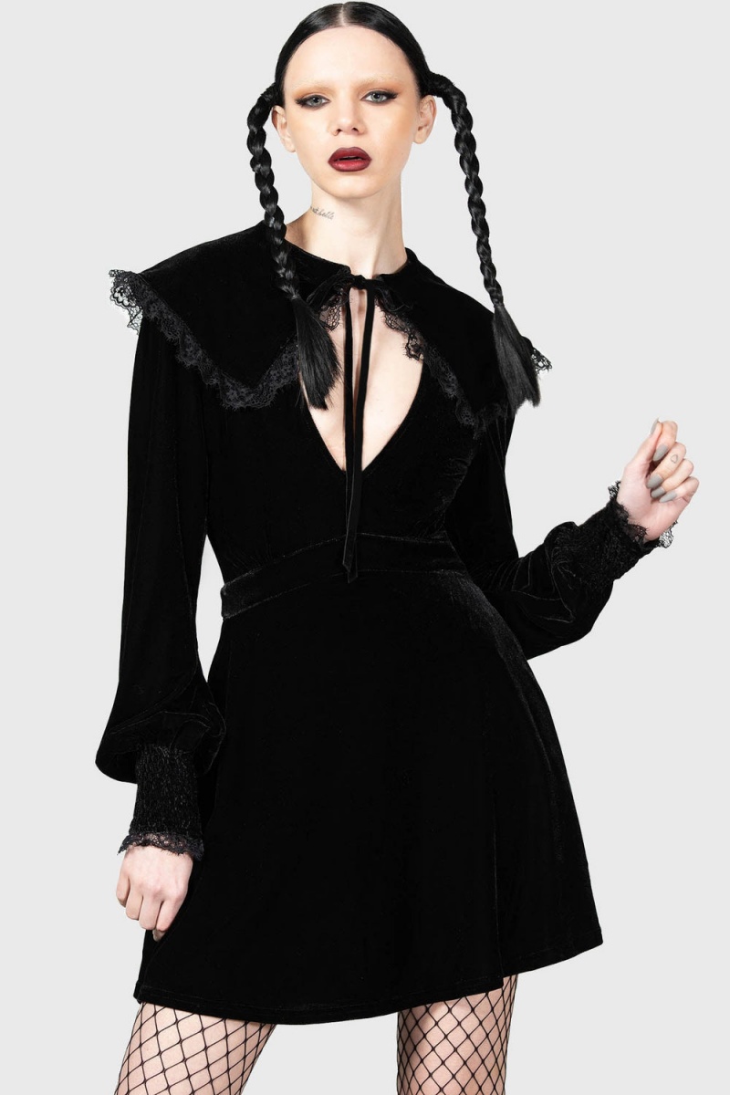 Killstar Emilee Emilee Collar Kleider Kleid Damen Schwarz | NIQ468309