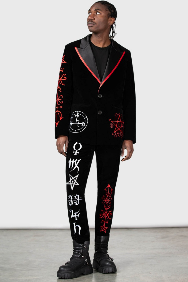 Killstar Enthroned Suit Trousers Unterteile Herren Schwarz | CVB159608