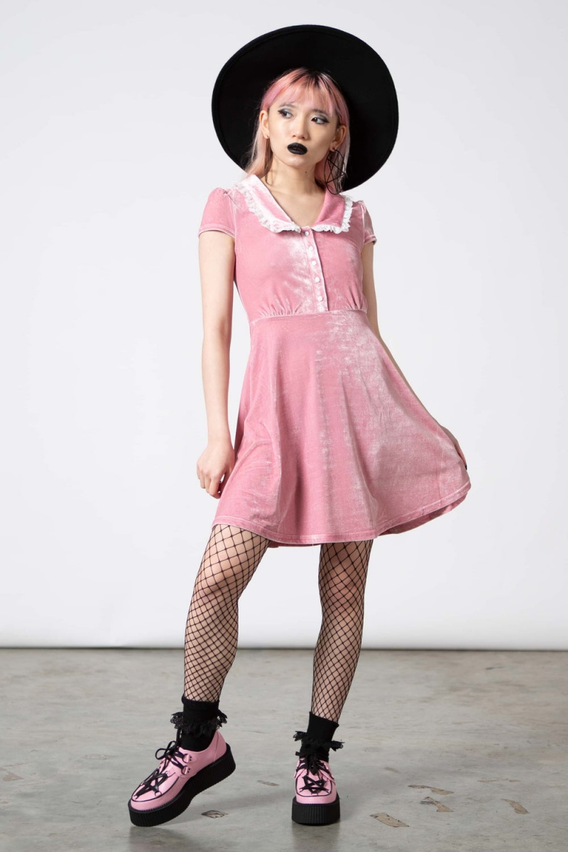 Killstar Every Mourning Collar Kleider [PASTEL PINK] Kleid Damen Rosa | EPZ947382