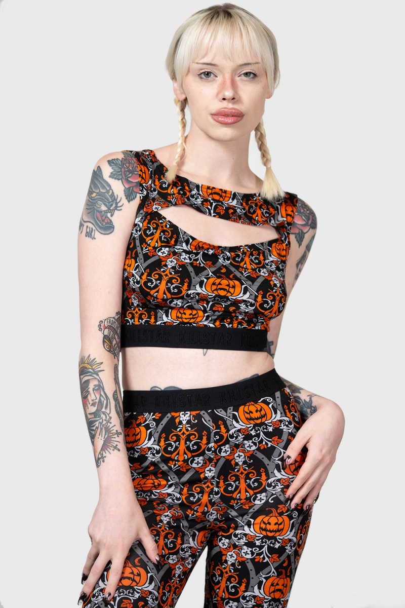 Killstar Fascinate Crop Top Oberteile Damen Schwarz | SUI485623