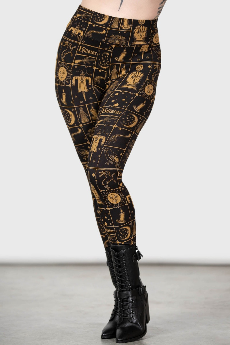 Killstar Folk Horror Leggings Unterteile Damen Schwarz | FIR651897