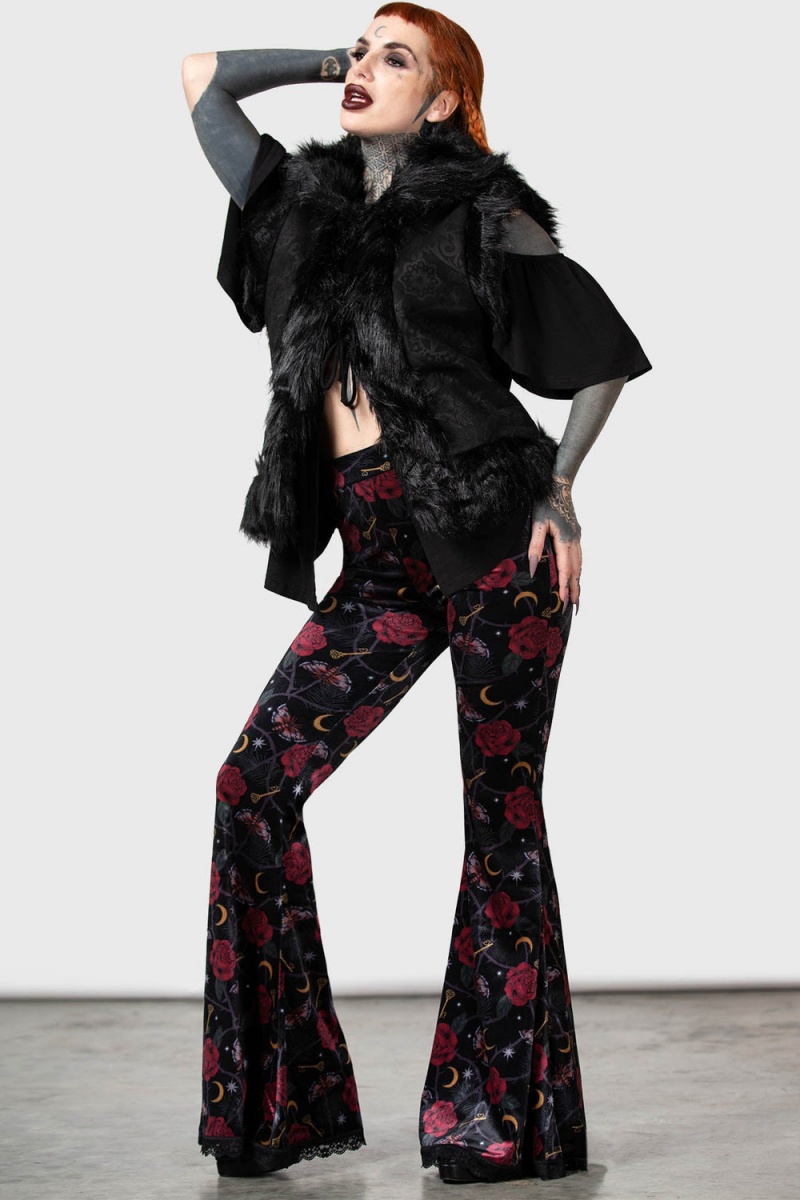 Killstar Glinda Flares Unterteile Damen Schwarz | LGZ136248