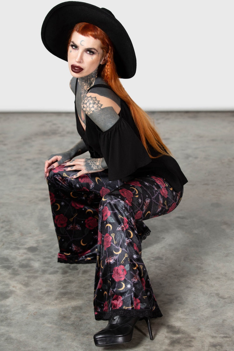 Killstar Glinda Flares Unterteile Damen Schwarz | LGZ136248