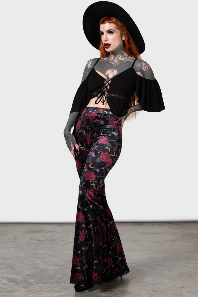 Killstar Glinda Flares Unterteile Damen Schwarz | LGZ136248