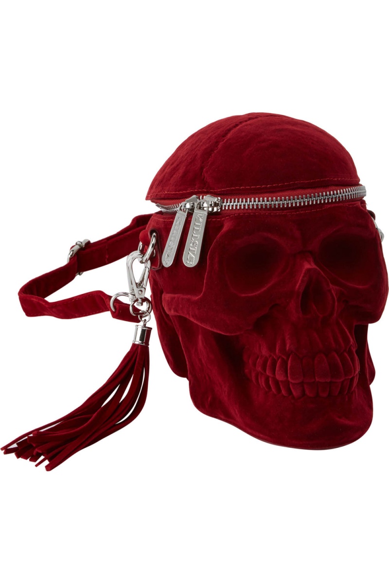 Killstar Grave Digger Skull Handbag [BLOOD] Taschen Unisex Rot | TMU104285