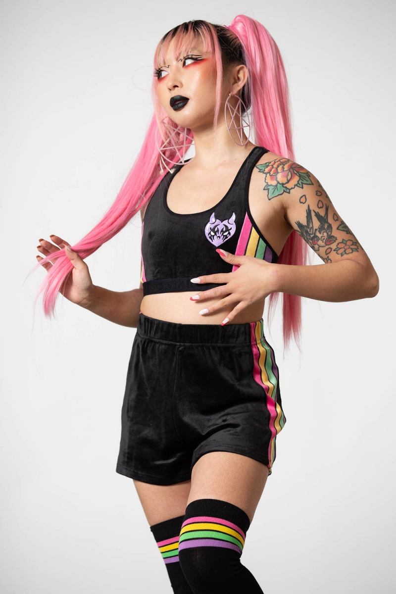Killstar Groovy Velour Shorts Loungewear Damen Schwarz | AOW542813