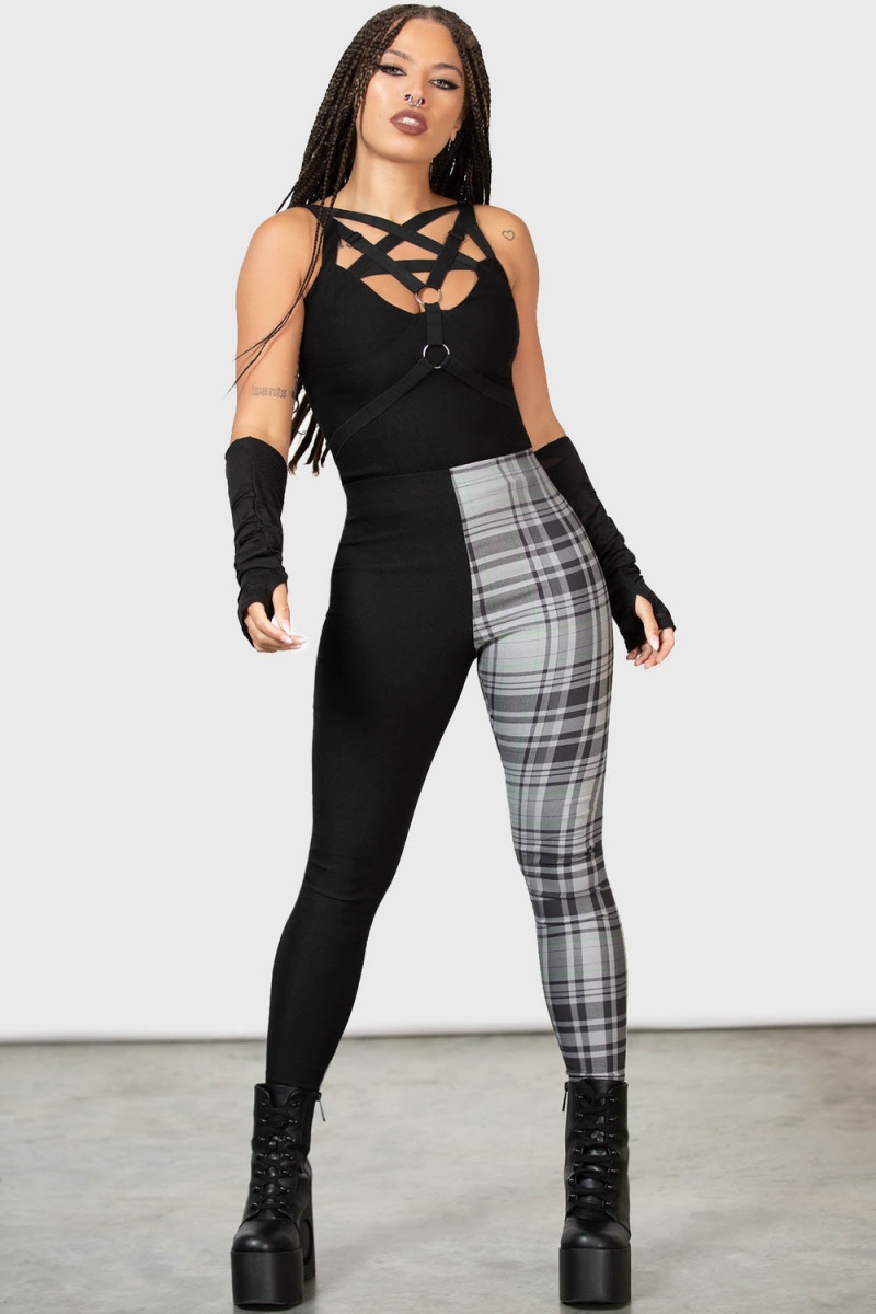 Killstar Heartbreaker Leggings Unterteile Damen Schwarz Grau | DMQ043987