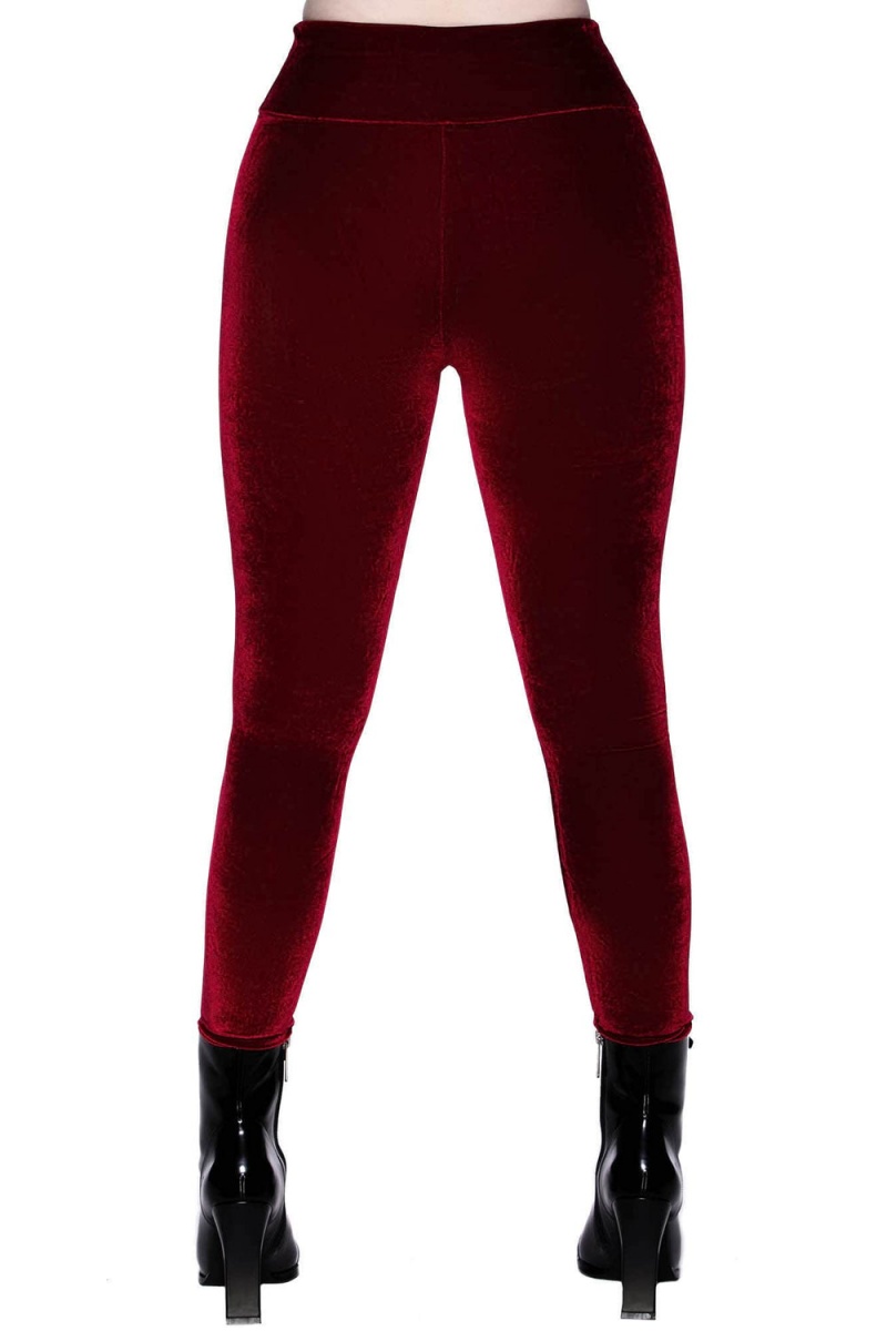 Killstar Hematite Leggings [RUBY] Unterteile Damen Rot | HNI435107