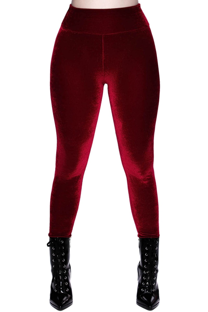 Killstar Hematite Leggings [RUBY] Unterteile Damen Rot | HNI435107